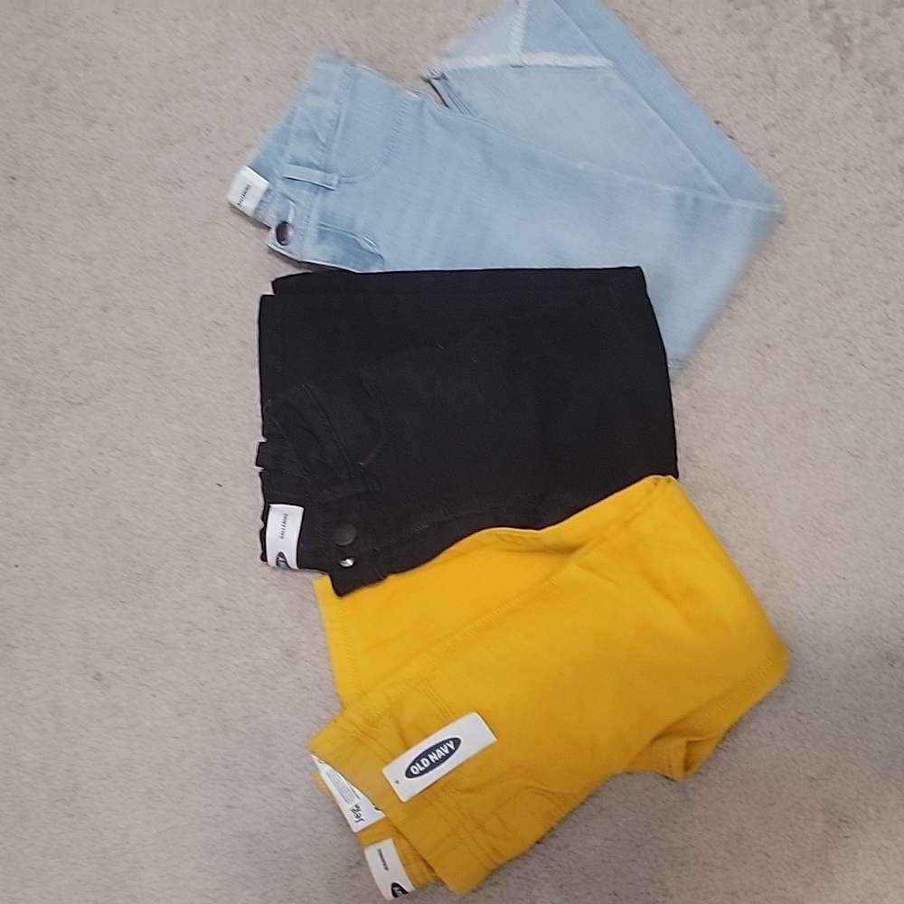 3 pair of pants/jeans black,mustard, light blue